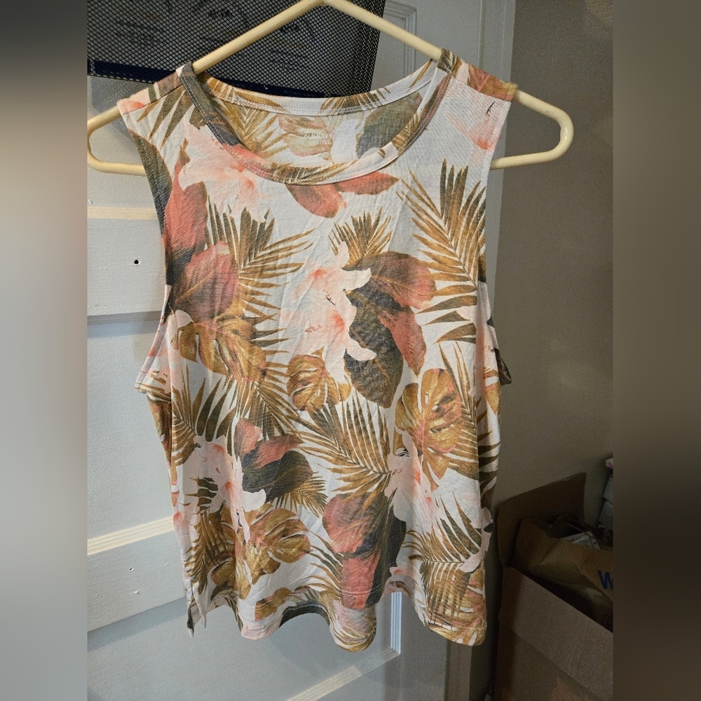Old Navy Tropical Print Tank Top - Pink and Brown